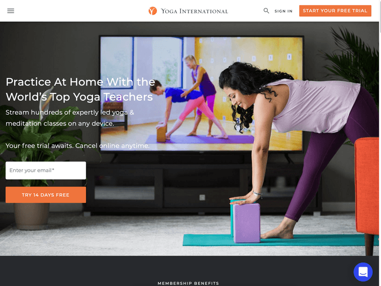 Screenshot of Yoga International