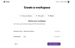 screen shot of create a workspace final step