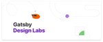 An image of an orange blob with sunglasses hovering above the words "Gatsby Design Labs"