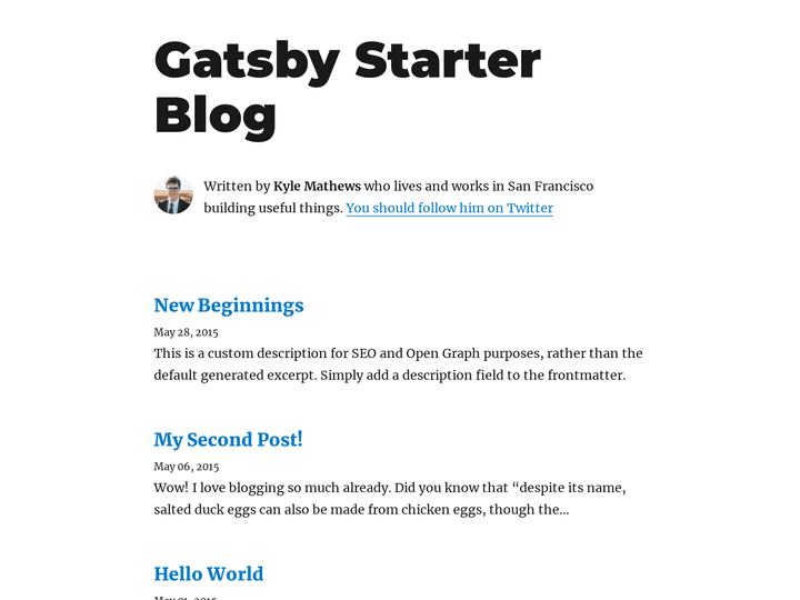 Screenshot of gatsby-starter-blog