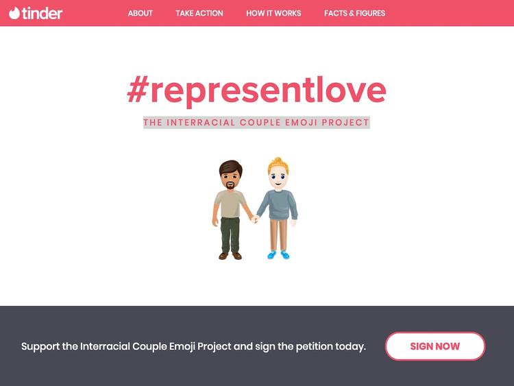 Screenshot of The Interracial Couple Emoji Project (Tinder)