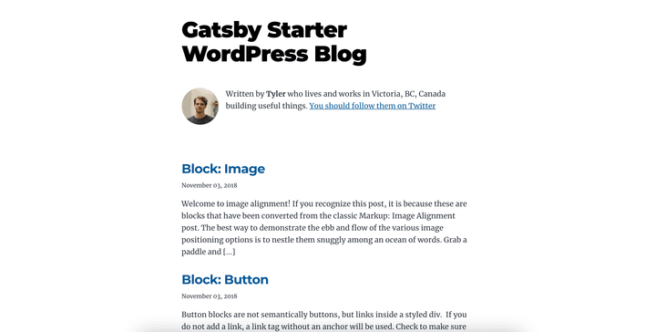 Screenshot of gatsby-starter-wordpress-blog