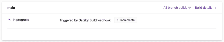 image of webhook build in the gatsby cloud dashboard